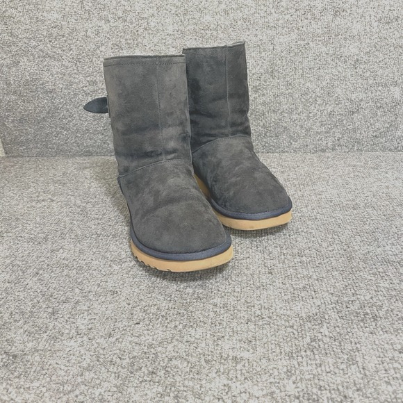 UGG Sheepskin Boots Remora Size 7 Navy Blue Suede Buckle Boots Warm Shoes - Picture 2 of 10